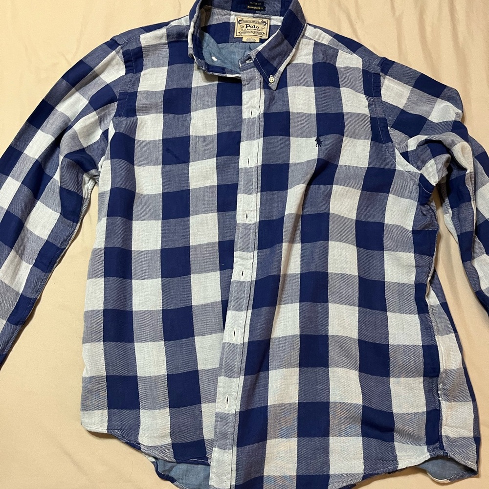 Polo by Ralph Lauren Men's Blue Checkered Shirt